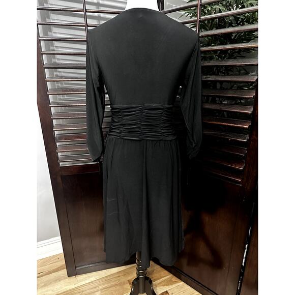 NY Collection Women's Ruched A Line 3/4 Sleeve Knee Length V Neck Dress MP NWT - Picture 5 of 11